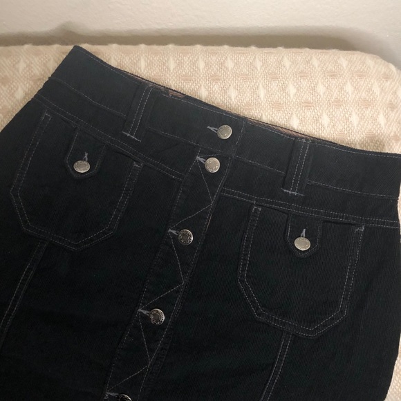 Free People Black Corduroy Pencil Skirt Size 6 - Picture 5 of 8